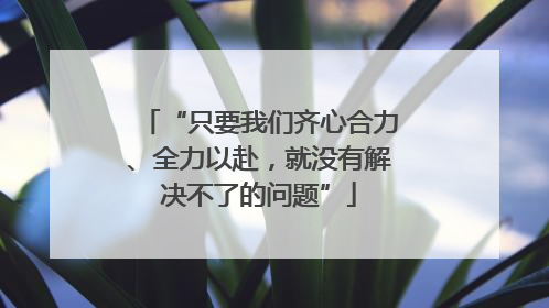 “只要我们齐心合力、全力以赴，就没有解决不了的问题”