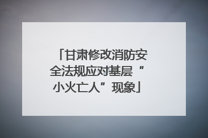 甘肃修改消防安全法规应对基层“小火亡人”现象