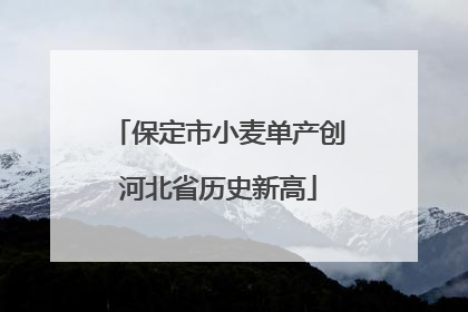 保定市小麦单产创河北省历史新高