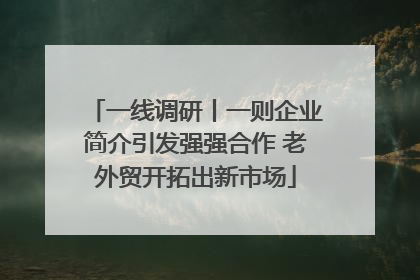 一线调研丨一则企业简介引发强强合作 老外贸开拓出新市场