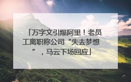 万字文引爆阿里！老员工离职称公司“失去梦想”，马云下场回应