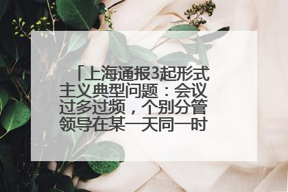 上海通报3起形式主义典型问题：会议过多过频，个别分管领导在某一天同一时段需参加3个会议