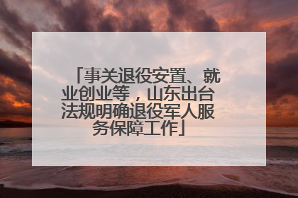事关退役安置、就业创业等，山东出台法规明确退役军人服务保障工作