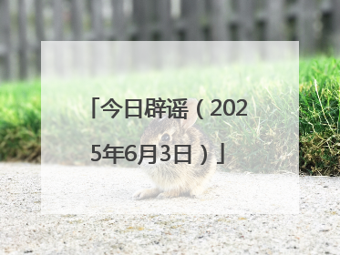 今日辟谣（2025年6月3日）