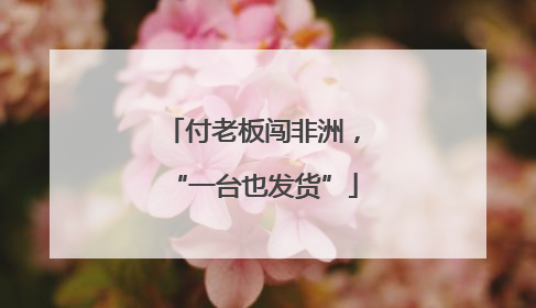 付老板闯非洲，“一台也发货”
