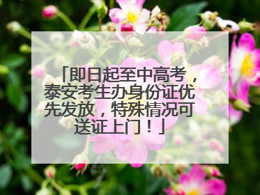即日起至中高考，泰安考生办身份证优先发放，特殊情况可送证上门！
