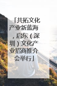 共拓文化产业新蓝海，启东（深圳）文化产业招商推介会举行