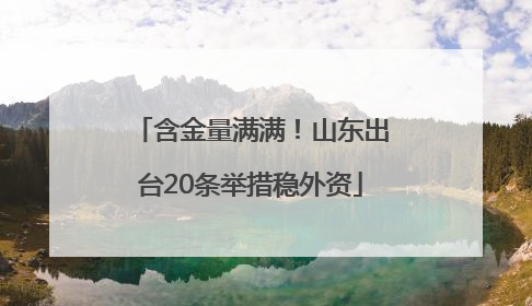含金量满满！山东出台20条举措稳外资