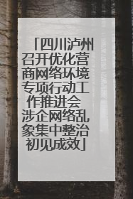 四川泸州召开优化营商网络环境专项行动工作推进会 涉企网络乱象集中整治初见成效