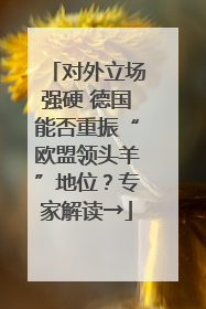 对外立场强硬 德国能否重振“欧盟领头羊”地位？专家解读→