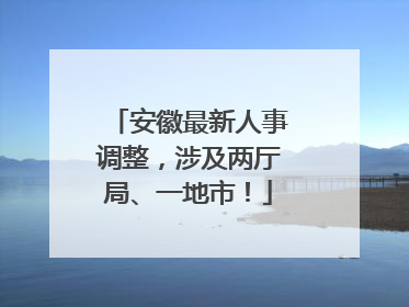 安徽最新人事调整，涉及两厅局、一地市！