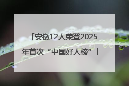 安徽12人荣登2025年首次“中国好人榜”