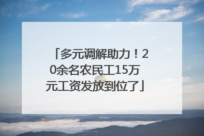 多元调解助力！20余名农民工15万元工资发放到位了