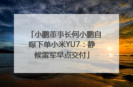 小鹏董事长何小鹏自曝下单小米YU7：静候雷军早点交付