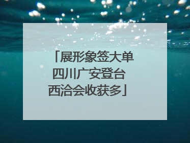 展形象签大单 四川广安登台西洽会收获多