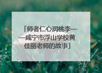 师者仁心润桃李——咸宁市浮山学校黄佳丽老师的故事