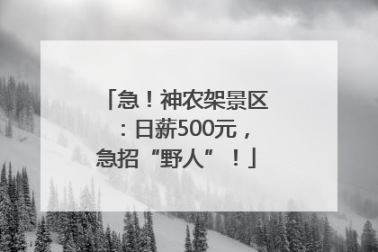 急！神农架景区：日薪500元，急招“野人”！