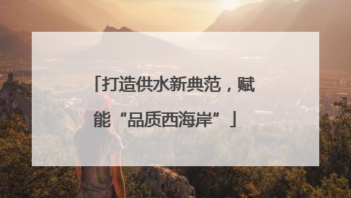 打造供水新典范，赋能“品质西海岸”