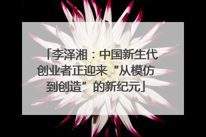 李泽湘：中国新生代创业者正迎来“从模仿到创造”的新纪元