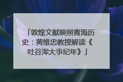 敦煌文献映照青海历史：黄维忠教授解读《吐谷浑大事纪年》