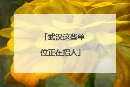 武汉这些单位正在招人