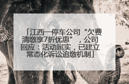 江西一停车公司“欠费清缴享7折优惠”，公司回应：活动属实，已建立常态化诉讼追缴机制