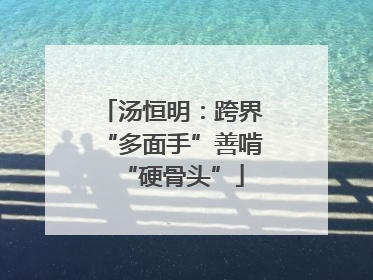汤恒明：跨界“多面手”善啃“硬骨头”