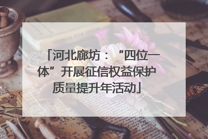 河北廊坊：“四位一体”开展征信权益保护质量提升年活动