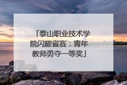 泰山职业技术学院闪耀省赛：青年教师勇夺一等奖