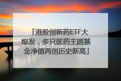港股创新药ETF大爆发，多只医药主题基金净值再创历史新高