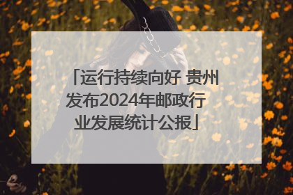 运行持续向好 贵州发布2024年邮政行业发展统计公报