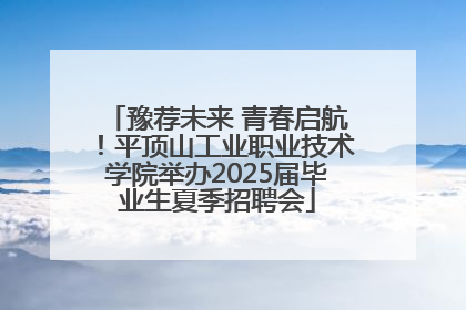 豫荐未来 青春启航！平顶山工业职业技术学院举办2025届毕业生夏季招聘会