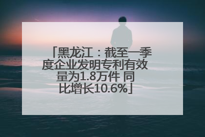 黑龙江：截至一季度企业发明专利有效量为1.8万件 同比增长10.6%